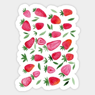 Watercolors strawberries - red and green Sticker